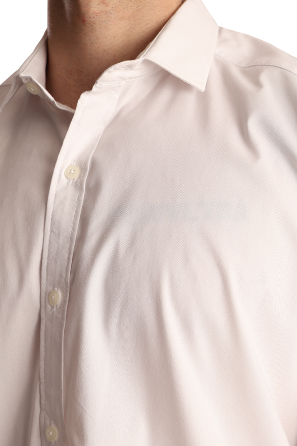 Camisa Manga Larga Blanco Slim Fit Cuello Italiano Para Hombre